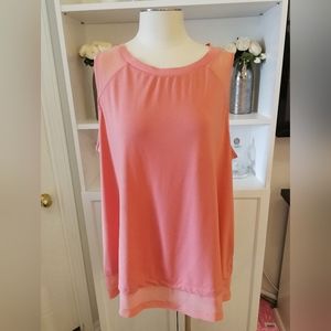 Addition Elle plus sleeveless peach/ pink lightweight shirt with back zipper